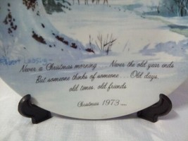 Vintage 1973 Christmas Plate Signed Robert Laessig Winter Scene Hand Painted 10&quot; - £11.75 GBP