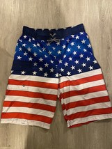 Zeroxposur Swimwear Youth  Xlarge Patriotic Swim Trunks Mesh Lined American Flag - £6.25 GBP