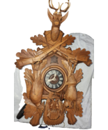 Authentic West German  23.5in Hunting Scene Animals Black Forest Cuckoo ... - $276.21