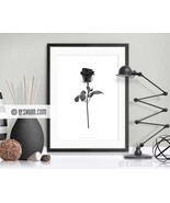Black Rose Print, Rose Poster, B&amp;W, Rose Drawing, Black Flower, Artistic... - $12.00+