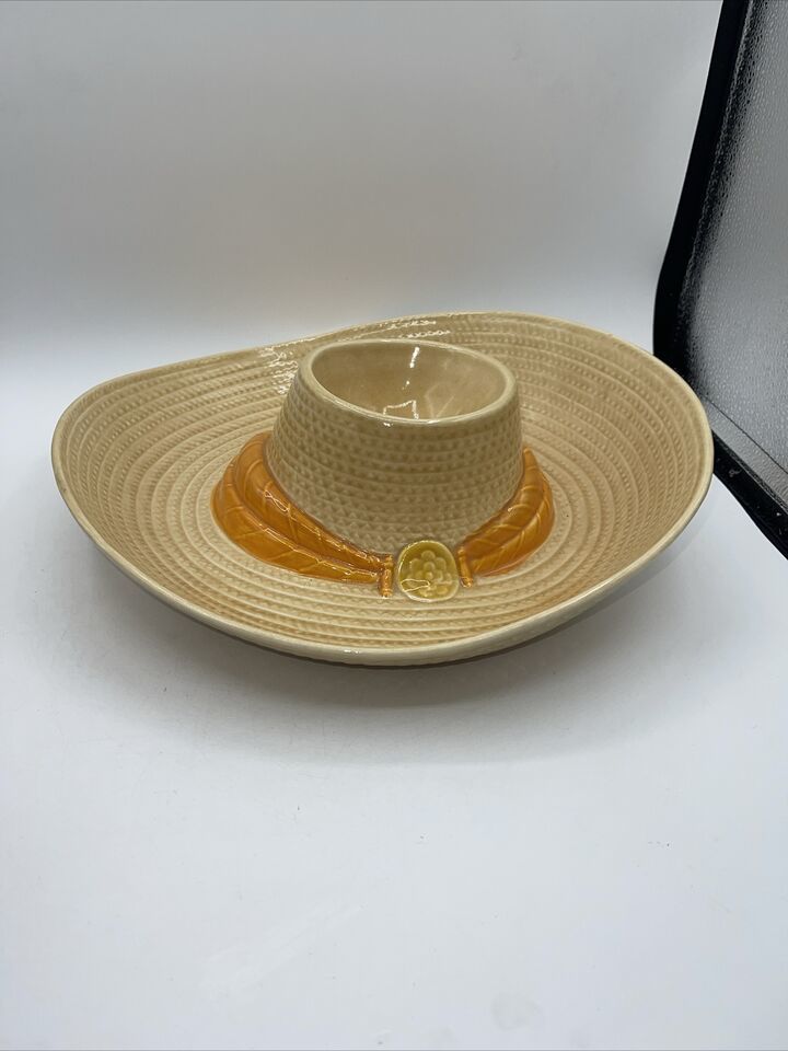 Primary image for Vintage Metlox Calif USA Sombrero Cowboy Hat Band Ceramic Chip & Dip Bowl