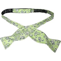 Jos. A. Bank Bow Tie 100% Silk Light Green Paisley Pattern Bowtie Adjust... - $11.30