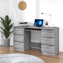 Writing Desk Grey Sonoma 140x50x77 cm Engineered Wood - £106.85 GBP