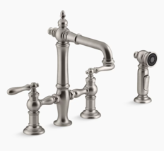 Kohler 76520-4-VS Artifacts Bridge Bar Sink Faucet - Vibrant Stainless - £518.30 GBP
