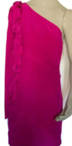 Robert Rodriguez Hot Pink Magenta Silk One-Shoulder Shift Mini Dress Sz 4 - £122.66 GBP