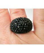 Black Pave Style Rhinestone Ring Size Approx 6.75 - 7  - £12.55 GBP