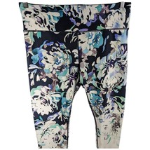 Athleta Yoga Leggings Womens XL Floral Blue (34x25) Gym Capri Flowers Co... - $34.23 CAD