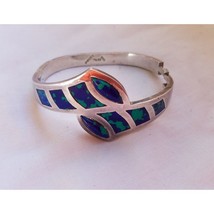 Fine Quality Taxco 950 Sterling Silver Mohave Turquoise Inlaid Bracelet. Sky - £118.58 GBP