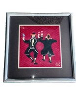 17&quot; Needlepoint Professionally Framed Art Dancing Rabbis Judaism Judaic ... - $122.05 CAD