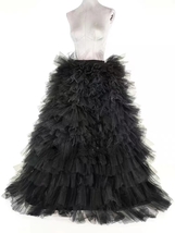 Black Full Fluffy Gown Skirt Custom Plus Size Women Tulle Prom Party Maxi Skirt image 1