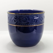 Scheurich Keramik German Pottery Planter, 810-18, Blue &amp; Gold, Vintage  - £22.01 GBP