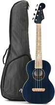 Sapphire Blue Fender Dhani Harrison Tenor Ukulele With A Walnut Fingerbo... - $376.92