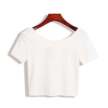 White Women&#39;s O Neck Short Sleeve Basic Crop Top - £8.33 GBP