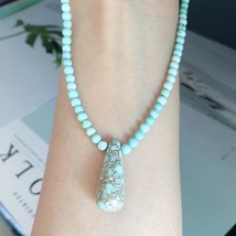 Natural Turquoise Beaded Bracelet Necklace Healing Gemstone Talisman 5th Chakra - £108.14 GBP