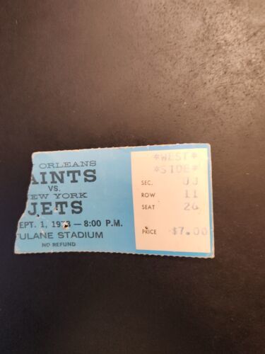 Primary image for 1973 New Orleans Saints New York Jets Ticket Stub joe namath Taliese Fuaga arch
