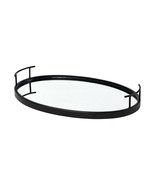 Matte Black Metal With Two Handle Both Sides And Mirrored Glass Bottom Tray - €106,85 EUR