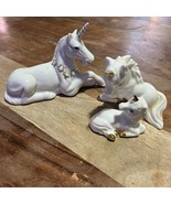 Unicorn Vintage Porcelain Figurine White &amp; Gold W/ Gold Colored Accent &amp;... - $21.20