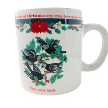 Tienshan Deck The Halls 4th Day Of Christmas Coffee Mug Cooly Birds 3.75 - $10.62