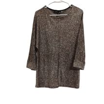 Women&#39;s Apt 9 Boatneck Black/Brown/Gold Thread Shimmery Dolman Sleeve Top Small - £7.87 GBP