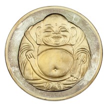12oz Argento Fine Collecable Rotondo Buddha / Lotus Fiore Design Due Ton... - £470.95 GBP