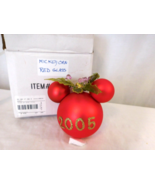 Disney Parks Glass Mickey Ear Icon Ornament Large Red Dated 2005 - $31.68