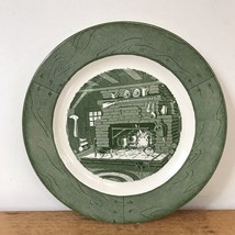 Vintage Colonial Homestead Royal China Green Transferware Dinner Plate 10&quot; - £23.69 GBP