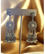 Dangle Chandelier Earrings Wedding Gold Tone Faux Pearl Crystal Women Pr... - $337.25 MXN