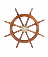 Nautical wooden ship wheel Brass Inset 36 inches décor Eight Spokes Ship... - £126.70 GBP