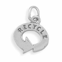 Recycle Arrow Symbol Bracelet Charm Neck Piece Mens Fashion Jewelry 14K White GP - £21.33 GBP