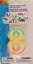 8th BIRTHDAY CANDLE 3 inch With glossy color HAPPY BIRTHDAY Cake Decorat... - $6.62