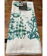 RACHEL ZOE Kitchen Towels White Blue Puffer Fish Coral Sea Life NWT - $19.79