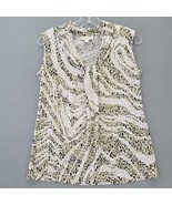 Dana Buchman Women Shirt Size S White Stretch Preppy Zebra Sleeveless V-... - £9.31 GBP