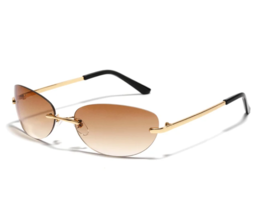 New Steampunk Rimless Sunglasses Goggle Trend Women Y2k Sun Glasses Punk UV400 - £12.57 GBP