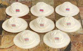 Lot of 8 Vtg Costa Rica Sun Bucket Hats-Canvas White-3 Adult, 5 Youth Hats - $74.80