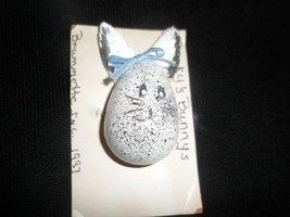 New Vintage Wood Handmade Easter Bunny Face Brooch Pin Jewelryhandpainted - $148.47 MXN
