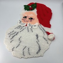 Vtg Christmas Door Hanger Plastic Canvas Needlepoint Santa Claus Kitschm... - £13.63 GBP