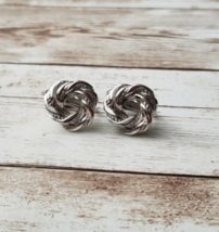 Vintage Napier Clip On Earrings Silver Tone Twist - £11.98 GBP