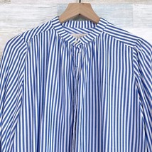 LOFT Candy Striped Crossover Yoke Shirt Blue White Button Up Casual Wome... - $17.81