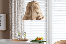 Anesa Bohemian Natural Scalloped Rattan Pendant Lampshade - $1,371.18 MXN