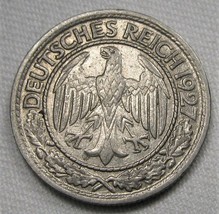 1927-F Germany 50 Reichspfennig XF Coin AE439 - $14.50