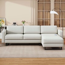 Upholstered Sectional Sofa, 3-Seat L-Shape w/ Chaise, Off-White - $419.99