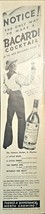Bacardi Cocktail Rum Cowboy Supreme Court Ruling Sour Sweet 1940 VTG Pri... - $9.65