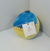 Baby Gund Plush Baseball rattle yellow blue w/ tag Manufacturer&#39;s SAMPLE - £23.34 GBP