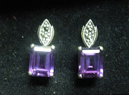 Sterling #189 Ear Rings Pierced AMETHYST - £15.73 GBP