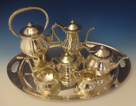 Arthur Stone Sterling Silver Tea Set Tilting Kettle On Cradle w/Tray 7pc #0176 - £29,041.63 GBP