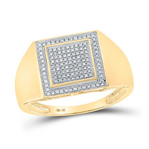 10kt Yellow Gold Mens Round Diamond Square Ring 1/4 Cttw - £517.90 GBP