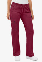 Dickies Women&#39;s Low Rise Straight Leg Fit Medical Scrubs Pants Red Wine - $22.57+