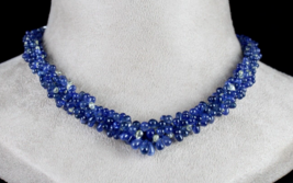 Fine Natural Blue Sapphire Diamond Teardrop 18K Gold Cocktail Statement Necklace - £30,709.78 GBP