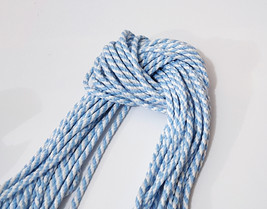 near 4mm 5-10y White w/ Light Blue Non-Wax Polyester Briaded Cord CC16 - £4.70 GBP+