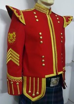 Drum Major Doublet Red Blazer Wool Gold Braid And Trim Fancy Collar - £111.90 GBP